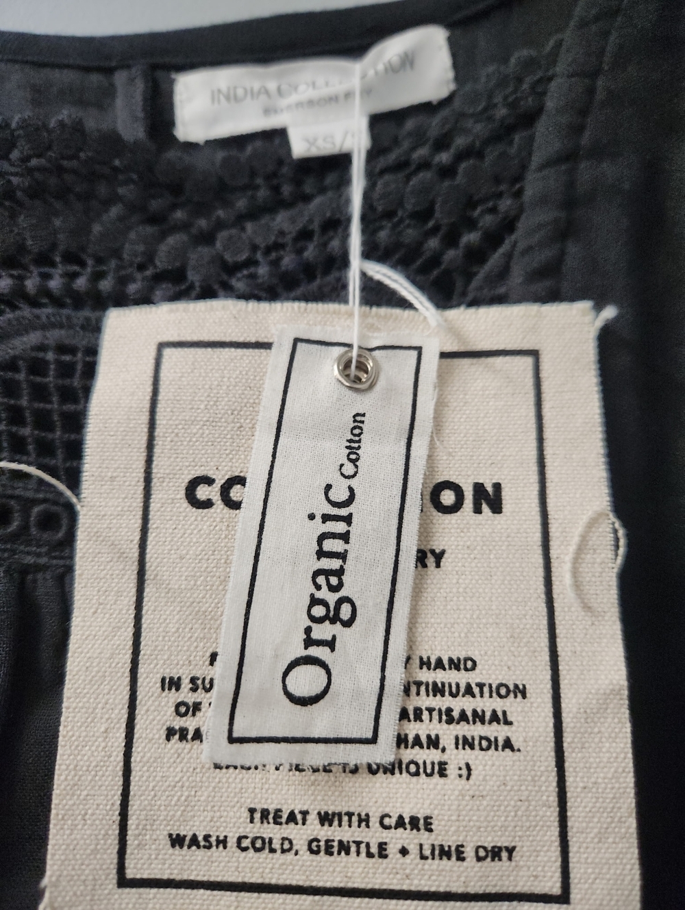 Emerson Fry India Collection Rosemary Dress in Black Organic Cotton XS / S New - Picture 3 of 4